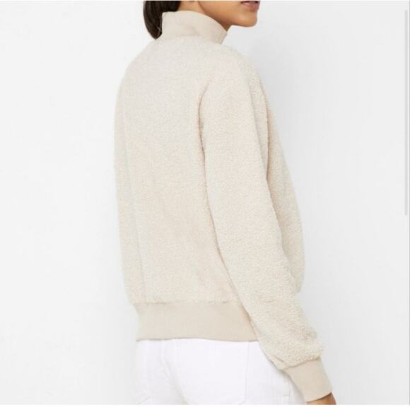 Topshop NWOT Cream Tan Teddy Fuzzy Fleece Cropped 3/4 Zip Pullover Size 2 - Picture 10 of 11